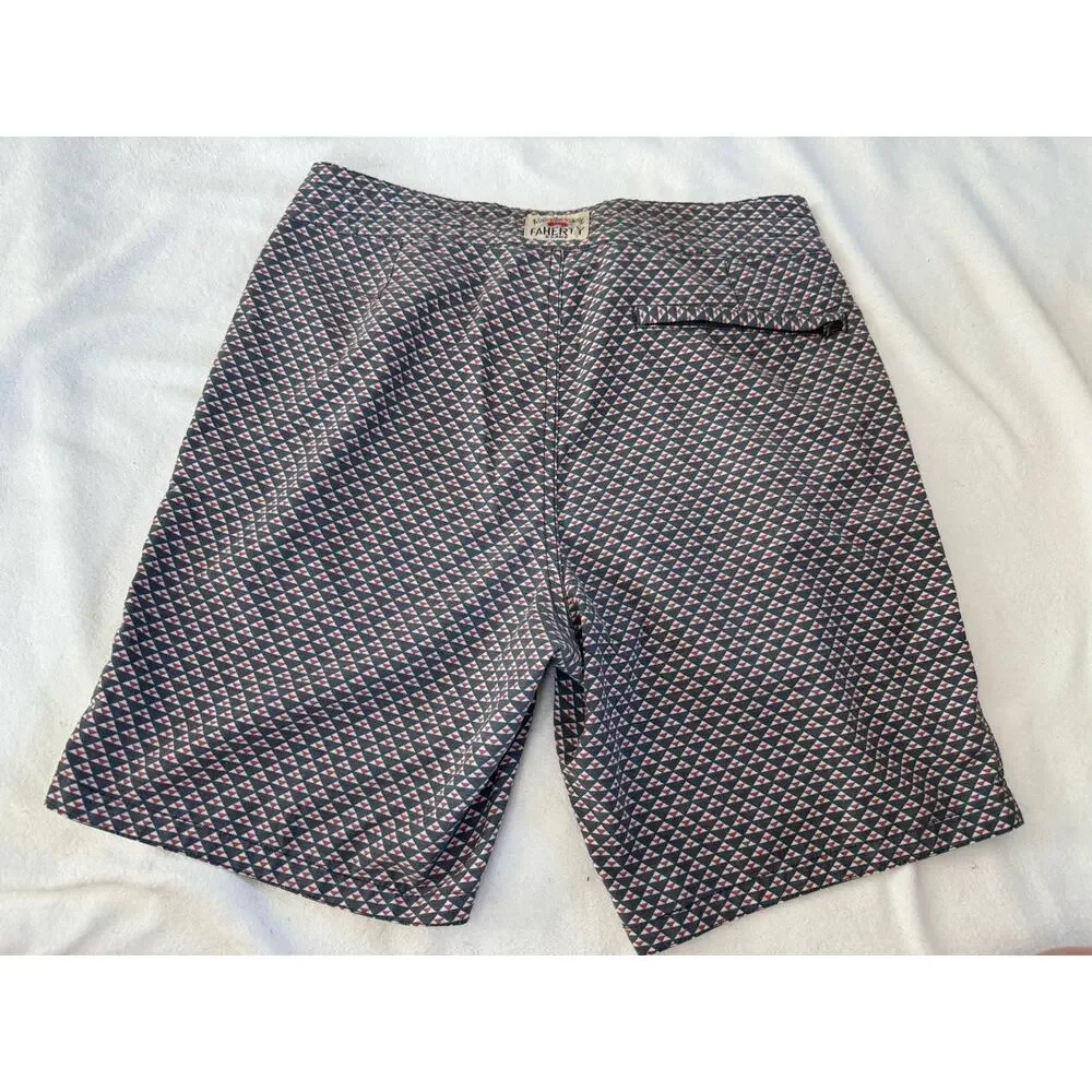 Faherty Men's Board Shorts Size 28 Blue/Red/White Geometric Drawstring HH1774